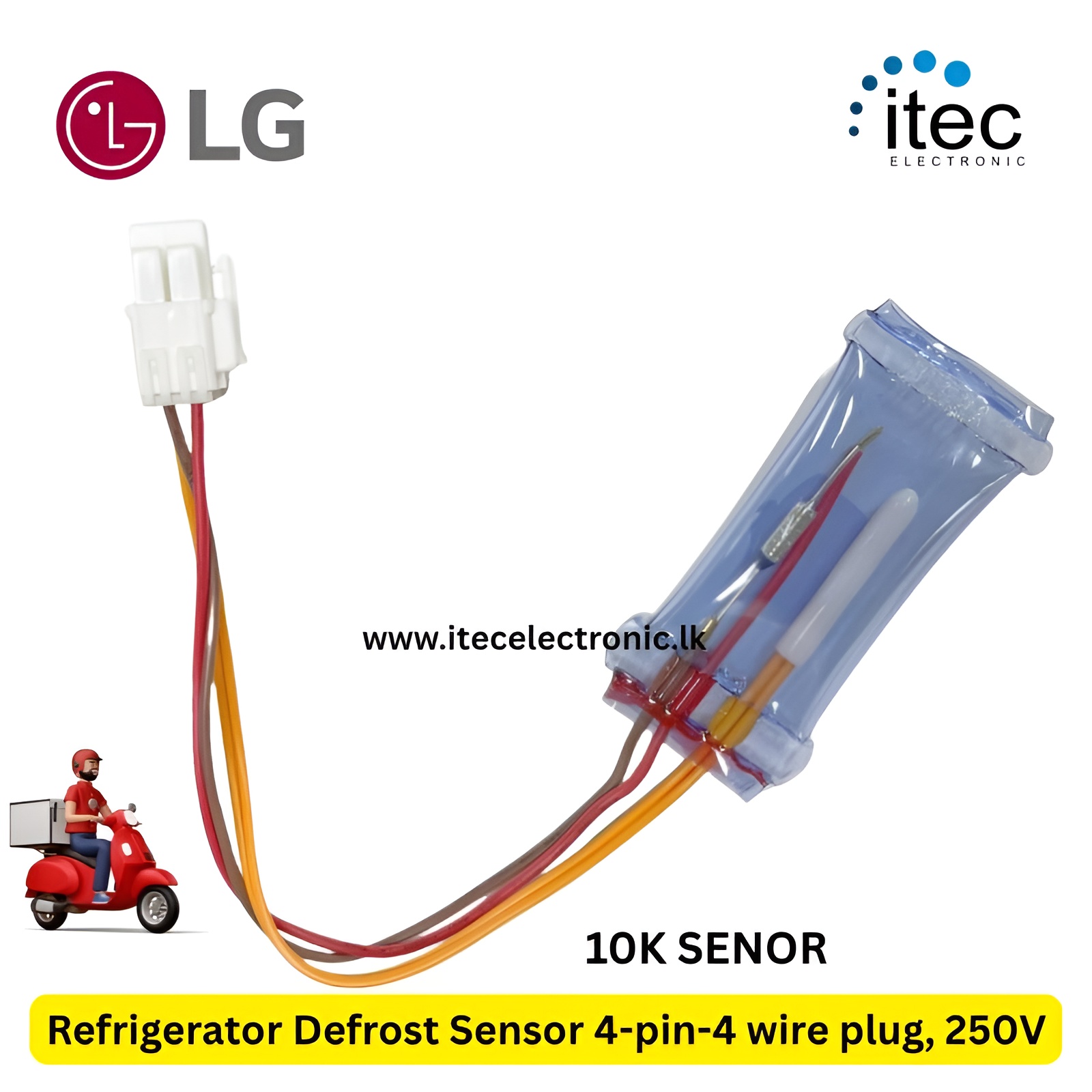 LG Defrost Sensor, LG Refrigerator Defrost Sensor LG Sensor, Replacement 4 wire bimetal 10K - Image 5