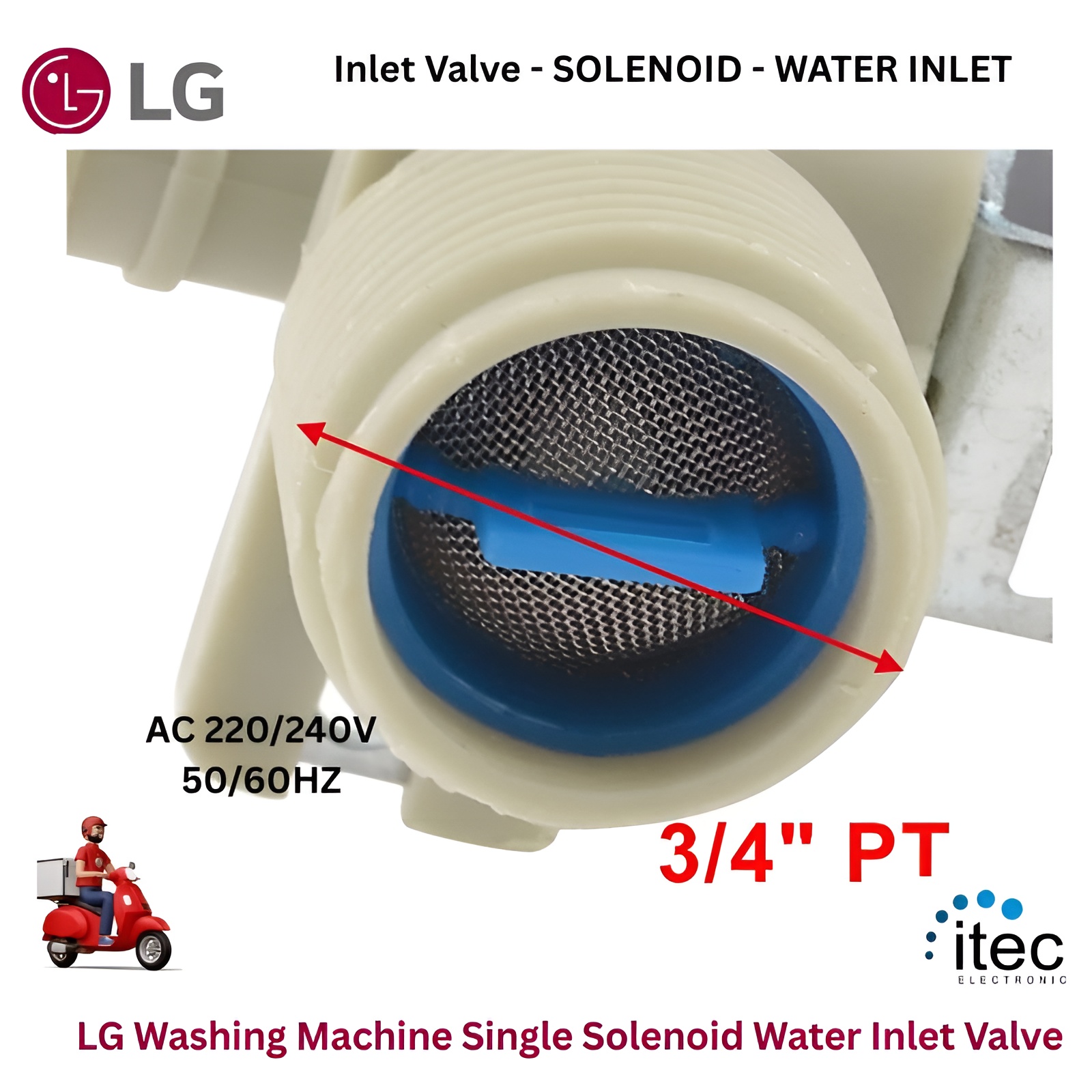 Water Inlet/Feed Valve Suitable for LG Top Load Washing Machines (Pack of 1) - Image 3