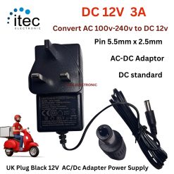 12VDC 3A Adapter (230VAC to DC)   Output Jack type: DC standard   Plug type: EU 2 pin