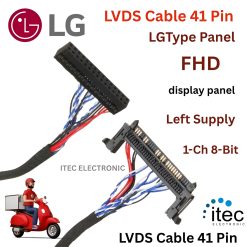 LVDS Cable 30 Pin, 1-Ch 8-Bit black Connector (Left Supply)