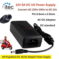 12V 5A Power Supply,  AC to DC 12V 5A 60W Power Adapter Charger AC 100V - 240V