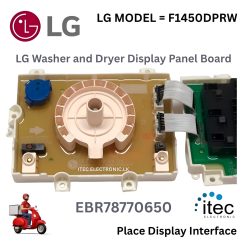 Alternative view of LG MODEL = F1450DPRW  Washing machine PCB  Place Display Interface EBR78770650