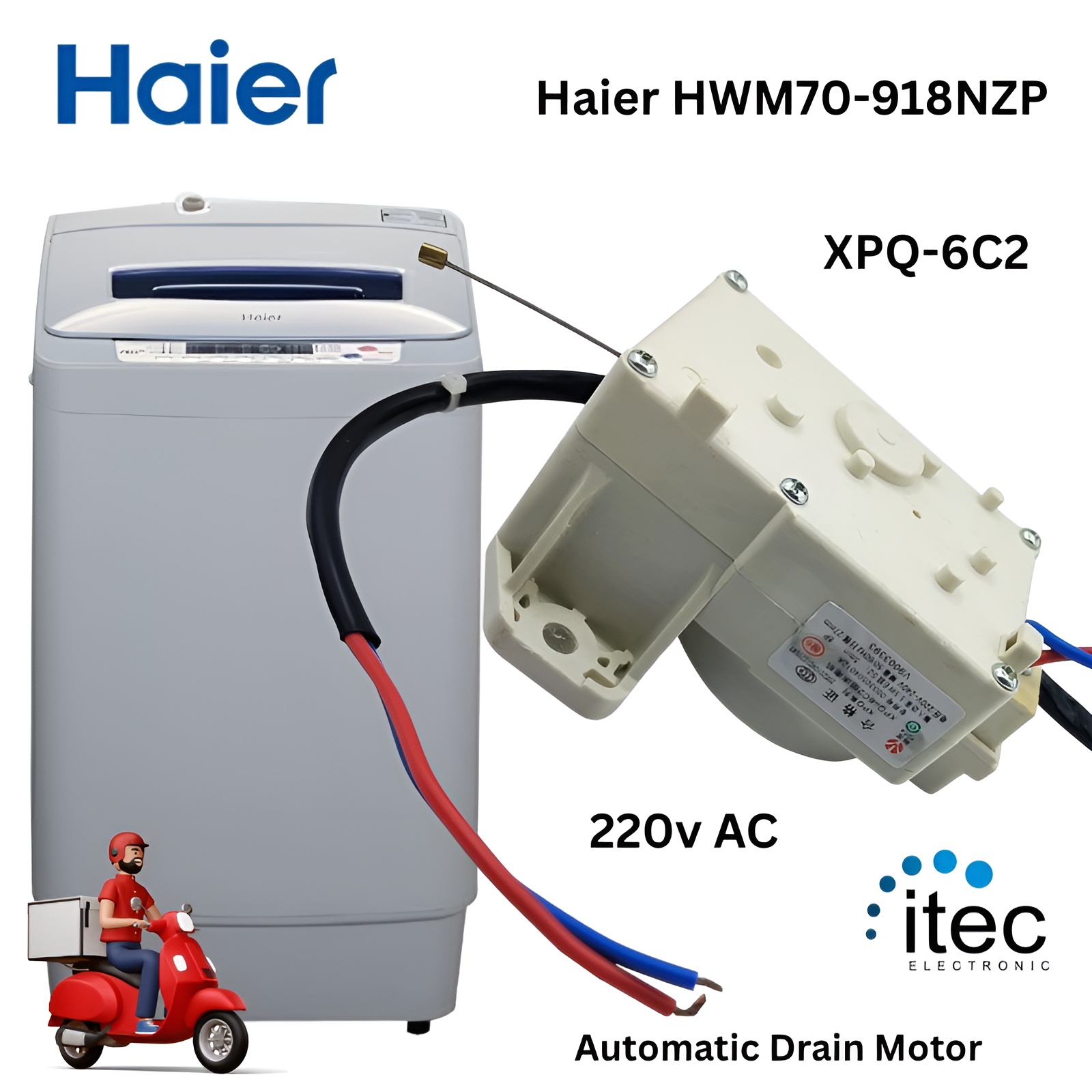 High-Quality XPQ-6C2 Washing Machine Tractor Compatible with Haier Automatic Drain Motor Haier HWM70-918NZP
