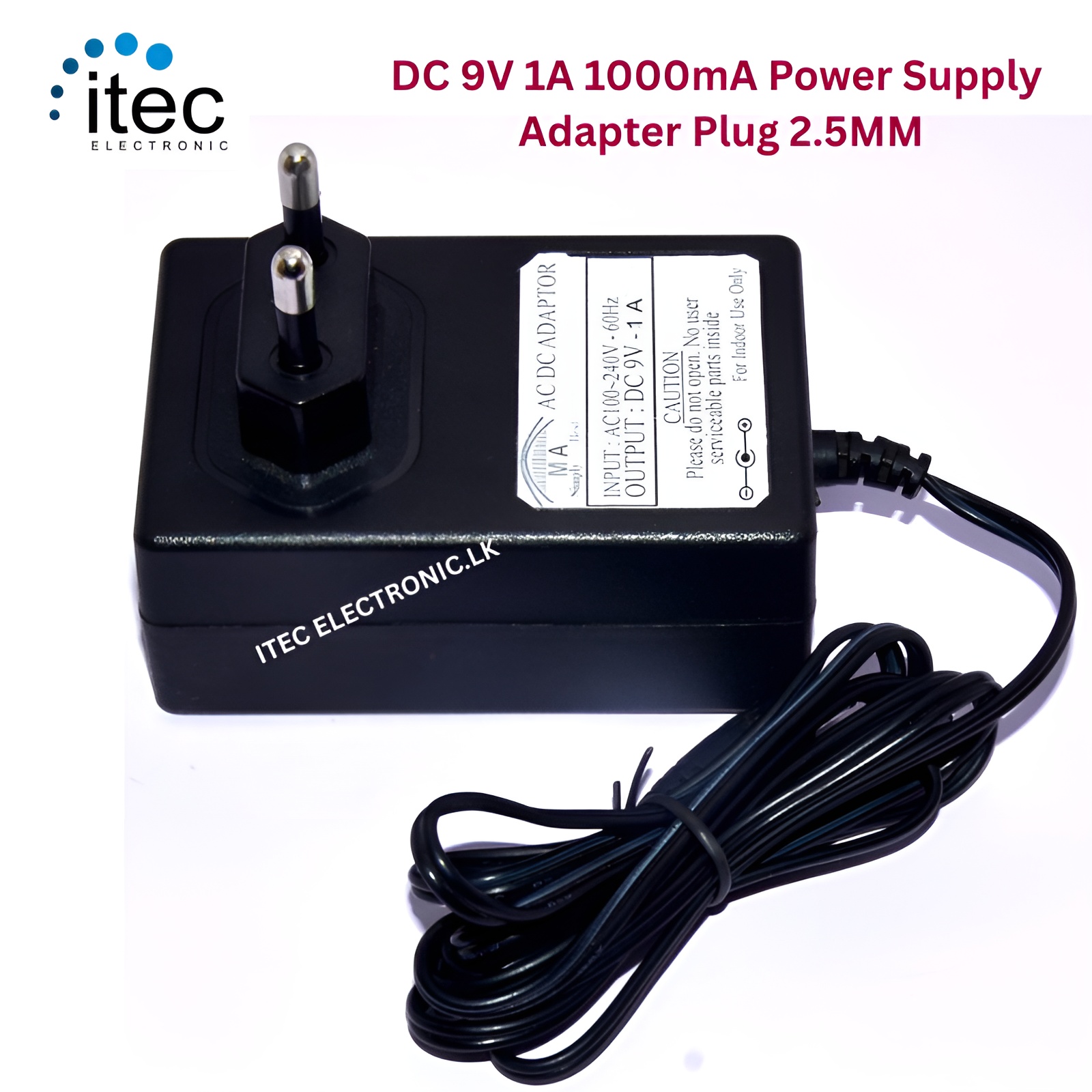 DC 9V 1A 1000mA Power Supply Adapter Plug 2.5MM