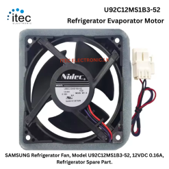 FF-SAMSUNG Refrigerator Fan, Model U92C12MS1B3-52, 12VDC 0.16A, Refrigerator Spare Part.  (9cm*9cm)
