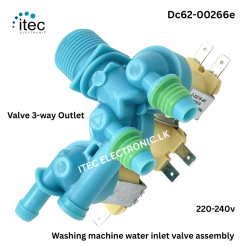 Washing machine water inlet valve assembly compatible with Samsung washing machines Valve 3-way Outlet Dc62-00266e